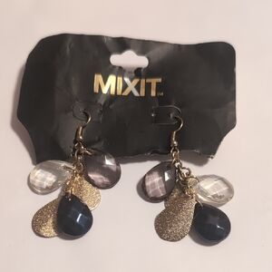 Mixit Gold and Blue Charm Earrings‎